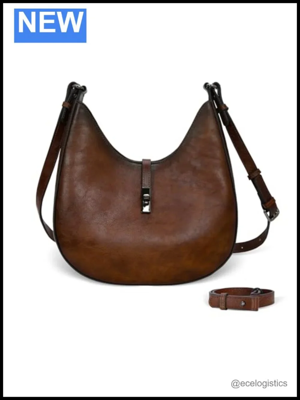 Leather Crescent Crossbody Hobo Bag for Women with Detachable Straps